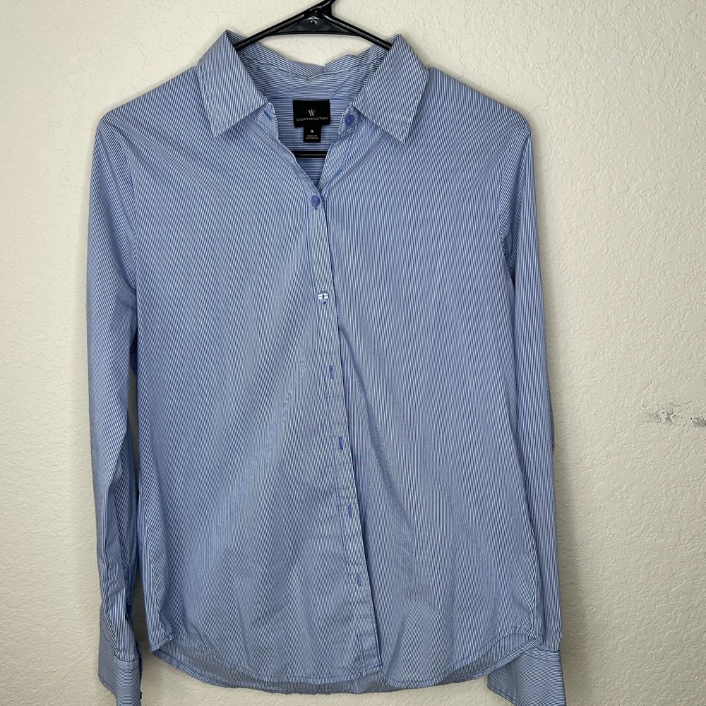 Worthington, Blue stripped shirt, Small. Good condition